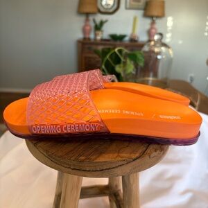 Opening Ceremony X Melissa Size 7 Vibrant Orange and Pink Slides